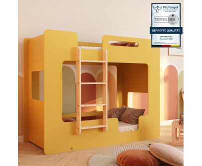 Etagenbett für Kinder mit Rausfallschutz und Lattenrost MIMI B Montessori Holz