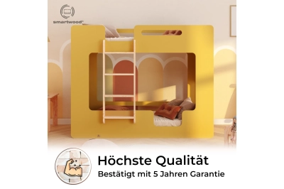 Etagenbett für Kinder mit Rausfallschutz und Lattenrost MIMI B Montessori Holz