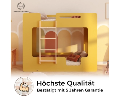 Etagenbett für Kinder mit Rausfallschutz und Lattenrost MIMI B Montessori Holz