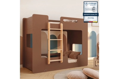 Etagenbett für Kinder mit Rausfallschutz und Lattenrost MIMI B Montessori Holz