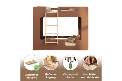 Etagenbett für Kinder mit Rausfallschutz und Lattenrost MIMI B Montessori Holz