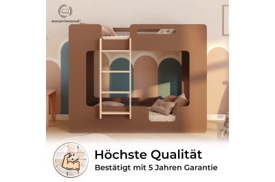 Etagenbett für Kinder mit Rausfallschutz und Lattenrost MIMI B Montessori Holz