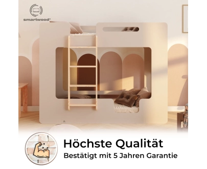 Etagenbett für Kinder mit Rausfallschutz und Lattenrost MIMI B Montessori Holz
