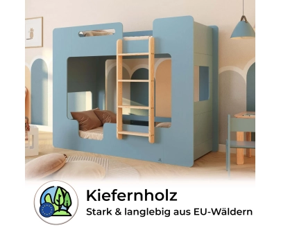 Etagenbett für Kinder mit Rausfallschutz und Lattenrost MIMI B Montessori Holz