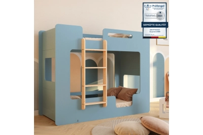 Etagenbett für Kinder mit Rausfallschutz und Lattenrost MIMI B Montessori Holz