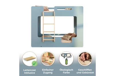 Etagenbett für Kinder mit Rausfallschutz und Lattenrost MIMI B Montessori Holz
