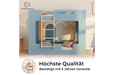 Etagenbett für Kinder mit Rausfallschutz und Lattenrost MIMI B Montessori Holz