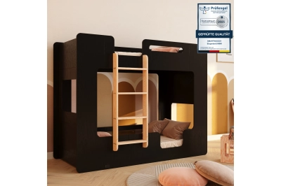 Etagenbett für Kinder mit Rausfallschutz und Lattenrost MIMI B Kiefer