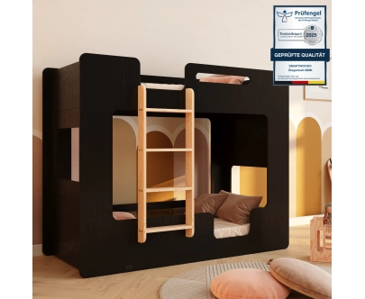 Etagenbett für Kinder mit Rausfallschutz und Lattenrost MIMI B Montessori Holz