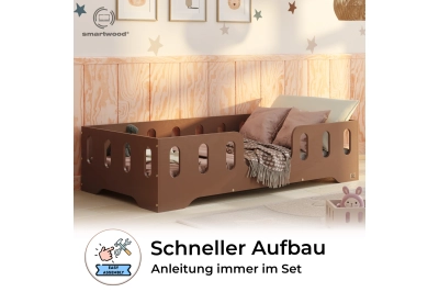 Einzelbett für Kinder mit Rausfallschutz und Lattenrost TILA 2 Montessori Holz