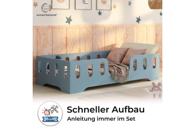 Einzelbett für Kinder mit Rausfallschutz und Lattenrost TILA 2 Montessori Holz