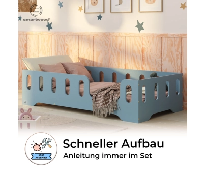 Einzelbett für Kinder mit Rausfallschutz und Lattenrost TILA 2 Montessori Holz