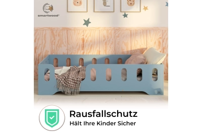 Einzelbett für Kinder mit Rausfallschutz und Lattenrost TILA 2 Montessori Holz