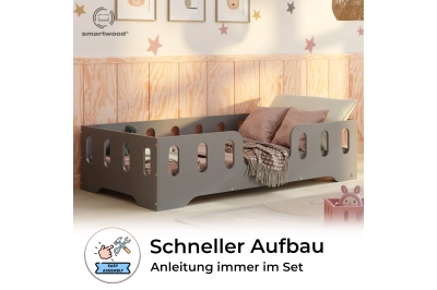 Einzelbett für Kinder mit Rausfallschutz und Lattenrost TILA 2 Montessori Holz