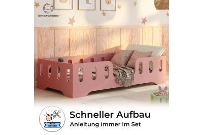 Einzelbett für Kinder mit Rausfallschutz und Lattenrost TILA 2 Montessori Holz