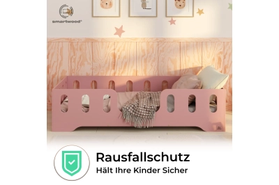 Einzelbett für Kinder mit Rausfallschutz und Lattenrost TILA 2 Montessori Holz