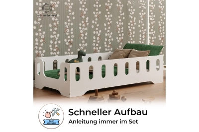 Einzelbett für Kinder mit Rausfallschutz und Lattenrost TILA 2 Montessori Holz