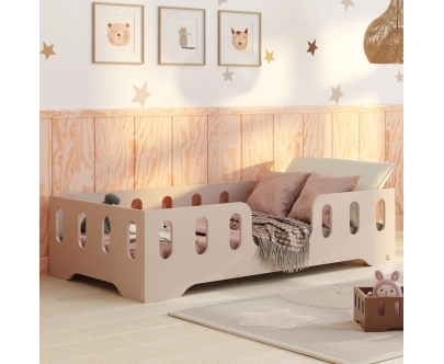 Einzelbett für Kinder mit Rausfallschutz und Lattenrost TILA 2 Montessori Holz