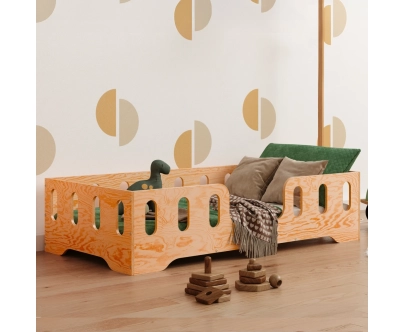 Einzelbett für Kinder mit Rausfallschutz und Lattenrost TILA 2 Montessori Holz