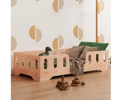 Einzelbett für Kinder mit Rausfallschutz und Lattenrost TILA 2 Montessori Holz
