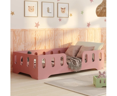 Einzelbett für Kinder mit Rausfallschutz und Lattenrost TILA 2 Montessori Holz