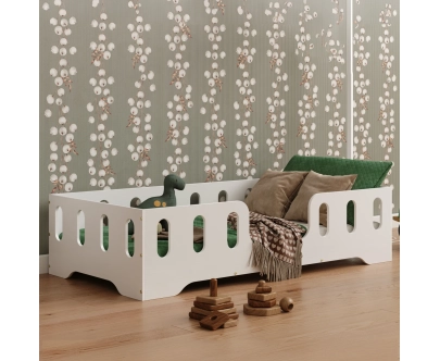 Einzelbett für Kinder mit Rausfallschutz und Lattenrost TILA 2 Montessori Holz