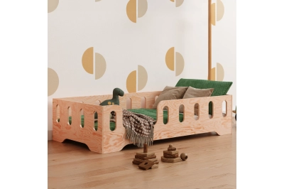 Einzelbett für Kinder mit Rausfallschutz und Lattenrost TILA 2 Montessori Holz