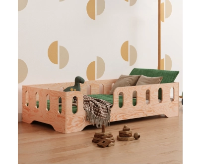 Einzelbett für Kinder mit Rausfallschutz und Lattenrost TILA 2 Montessori Holz