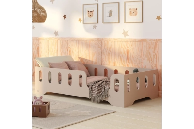 Einzelbett für Kinder mit Rausfallschutz und Lattenrost TILA 2 Montessori Holz