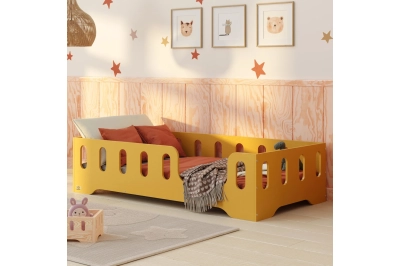 Einzelbett für Kinder mit Rausfallschutz und Lattenrost TILA 2 Montessori Holz