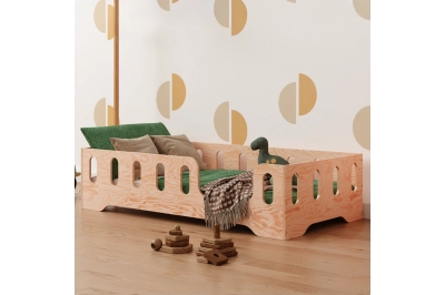 Einzelbett für Kinder mit Rausfallschutz und Lattenrost TILA 2 Montessori Holz
