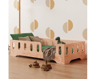 Einzelbett für Kinder mit Rausfallschutz und Lattenrost TILA 2 Montessori Holz