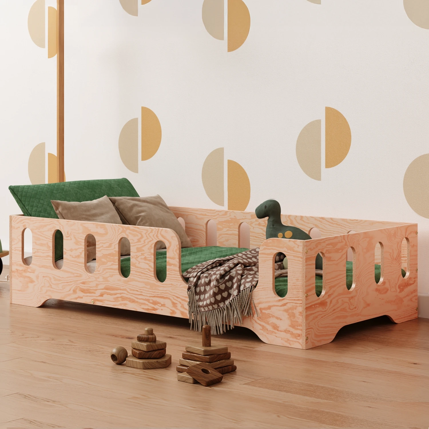 Einzelbett für Kinder mit Rausfallschutz und Lattenrost TILA 2 Montessori Holz,  - Naturholz, 80x160 | Smartwood