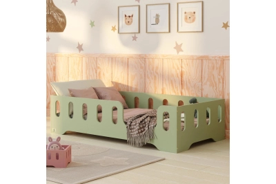 Einzelbett für Kinder mit Rausfallschutz und Lattenrost TILA 2 Montessori Holz
