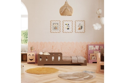 Einzelbett für Kinder mit Rausfallschutz und Lattenrost TILA 6 Montessori Holz