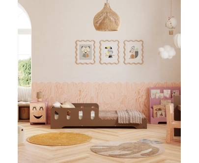 Einzelbett für Kinder mit Rausfallschutz und Lattenrost TILA 6 Montessori Holz