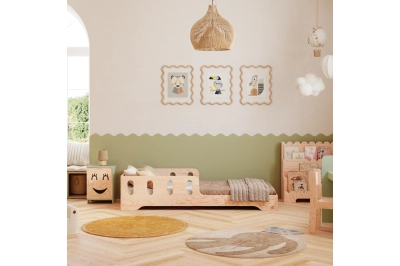 Einzelbett für Kinder mit Rausfallschutz und Lattenrost TILA 6 Montessori Kiefer