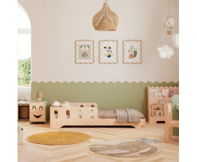 Einzelbett für Kinder mit Rausfallschutz und Lattenrost TILA 6 Montessori Holz