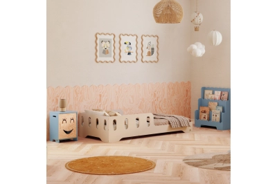 Einzelbett für Kinder mit Rausfallschutz und Lattenrost TILA 6 Montessori Holz