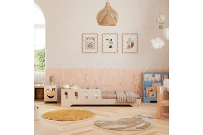 Einzelbett für Kinder mit Rausfallschutz und Lattenrost TILA 6 Montessori Holz