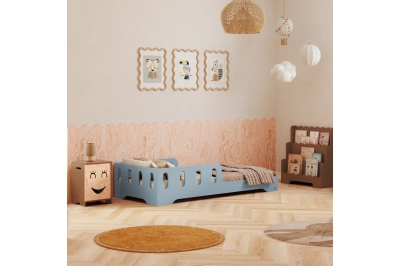 Einzelbett für Kinder mit Rausfallschutz und Lattenrost TILA 6 Montessori Holz