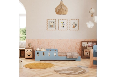Einzelbett für Kinder mit Rausfallschutz und Lattenrost TILA 6 Montessori Holz