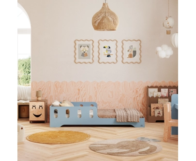Einzelbett für Kinder mit Rausfallschutz und Lattenrost TILA 6 Montessori Holz