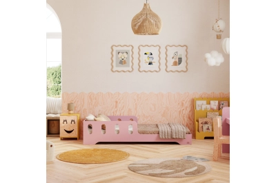 Einzelbett für Kinder mit Rausfallschutz und Lattenrost TILA 6 Montessori Holz