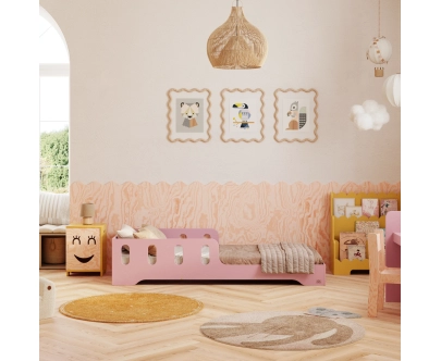 Einzelbett für Kinder mit Rausfallschutz und Lattenrost TILA 6 Montessori Holz