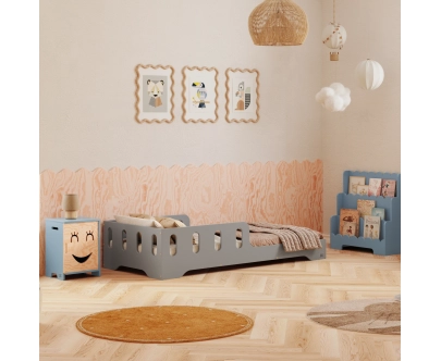 Einzelbett für Kinder mit Rausfallschutz und Lattenrost TILA 6 Montessori Holz