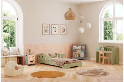 Einzelbett für Kinder mit Rausfallschutz und Lattenrost TILA 6 Montessori Holz