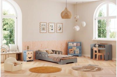 Einzelbett für Kinder mit Rausfallschutz und Lattenrost TILA 6 Montessori Holz