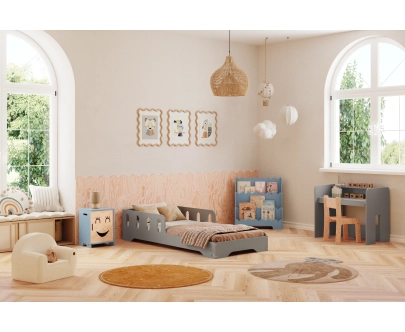 Einzelbett für Kinder mit Rausfallschutz und Lattenrost TILA 6 Montessori Holz