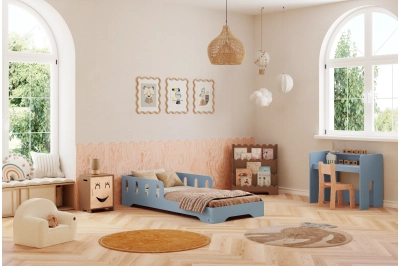 Einzelbett für Kinder mit Rausfallschutz und Lattenrost TILA 6 Montessori Holz